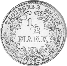 Kaiserreich Silber-Nominale – ½, 1 & 3 Mark Original plus vergoldete Gedenk-Mark