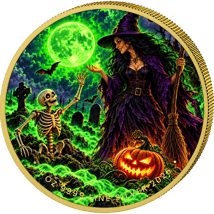 1 oz Silver Halloween Witch 2026 (Mintage: 100 | Gilded)