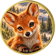 1 oz Silver German Baby Forest Animals Fox 2026 (Mintage: 100 | Partially Gilded)