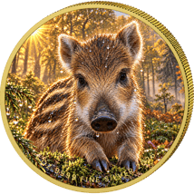 1 Unze Silber Deutsche Baby Waldtiere Wildschwein 2026 (Auflage: 100 | teilvergoldet)