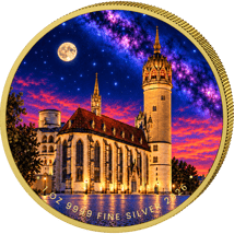 1 Unze Silber Sachsen-Anhalt bei Nacht - Schlosskirche Wittenberg 2026 (Auflage: 100)