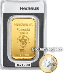 Lingote de oro 50g Heraeus