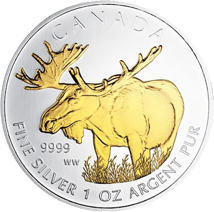 1 Unze Silber Wildlife Elch 2012 (teilvergoldet)