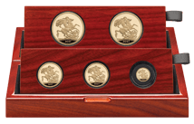 Gold Sovereign King Charles 5 Münzen Set 2027 (Auflage: 400 | Polierte Platte)