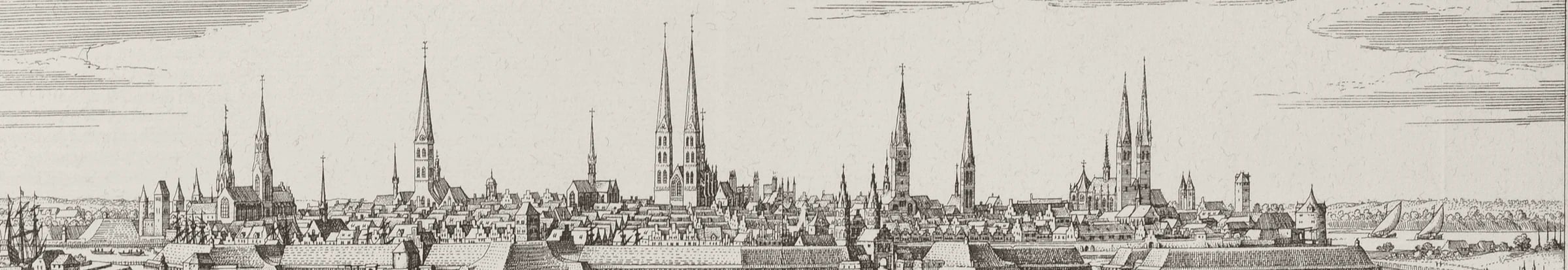 View of Lübeck, copperplate engraving by Matthäus Merian from the Topographia Saxoniae Inferioris, 1653