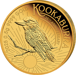 0,5g Gold Mini Kookaburra 35. Jubiläum 2025 PP (Auflage 2.500 | Polierte Platte)