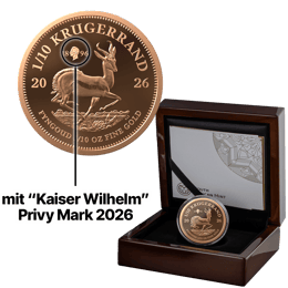 1/10 Unze Gold Krügerrand Kaiser Wilhelm II. Privy Mark 2026 (Auflage: 500 | Polierte Platte)