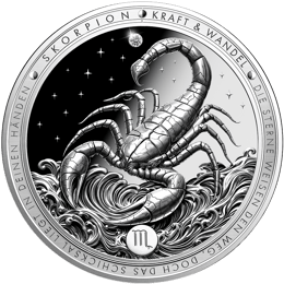 1 Unze Silber Sternzeichen Skorpion 2026 (Auflage: 5.000 | Diamant | Polierte Platte)