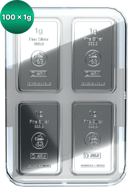 100 x 1g Silber Heimerle und Meule UnityBox