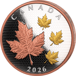 5 Unze Silber Maple Leaves in Motion 2026 (Auflage: 2.000 | teilvergoldet | Polierte Platte)