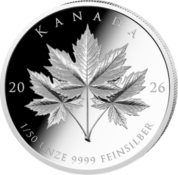 1/50 Unze Silber Triple Maple Leaf 2026 (Polierte Platte)