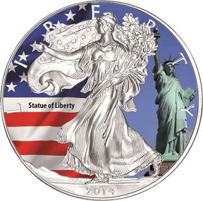 8 x 1 Unze Silber American Eagle Set 2014 (coloriert)