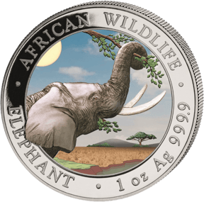 2 x 1 Unze Silber Somalia Elefant Tag & Nacht Set 2023 (Auflage: 500 | coloriert)