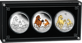 3 x 1 Unze Silber Set Lunar III Pferd 2026 (Auflage: 1.500 | Polierte Platte)