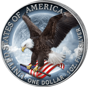 2 Unzen Silber Silver Eagle Night & Day 2023 (Auflage: 500 | Farbapplikation)