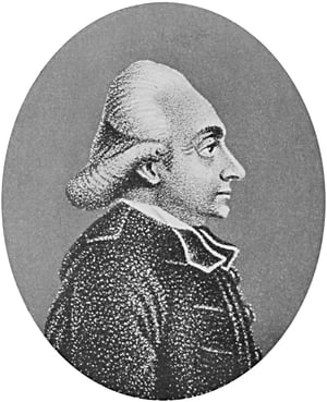 Stich: Joseph Hilarius Eckhel im Profil, in einem Oval