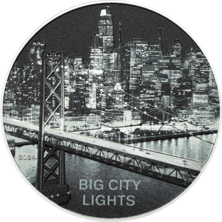San Francisco 2024, Silber, Bildseite: Stadt bei Nacht mit Brücke