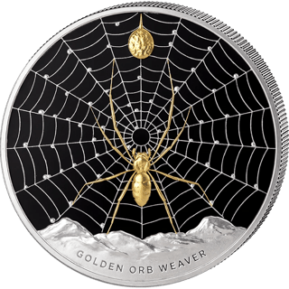 Golden Orb Weaver 2026, reverse: gold spider on a black field
