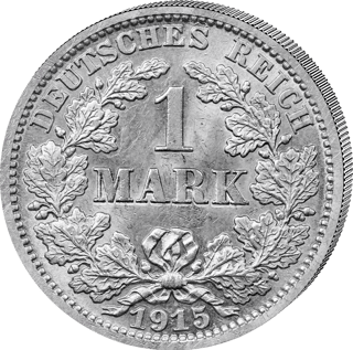 1 marco, plata, lado del valor en una corona de roble