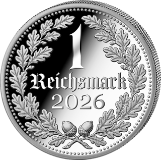 Reichsmark 2026, 1 onza de plata, lado del valor