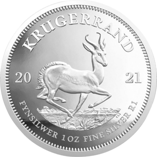 Silber-Krügerrand 2021 in Polierter Platte, Seite mit dem Springbock