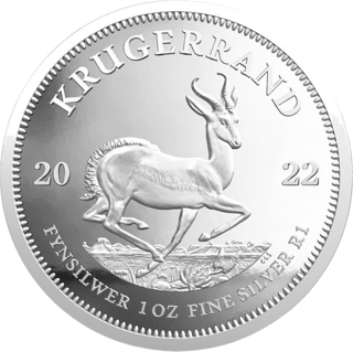 Silber-Krügerrand 2022 in Polierter Platte, Seite mit dem Springbock