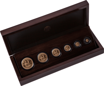 Krügerrand 6 Goldmünzen Prestige Set 200 Jahre Paul Kruger Privy Mark 2025 (Auflage: 100 | Polierte Platte)