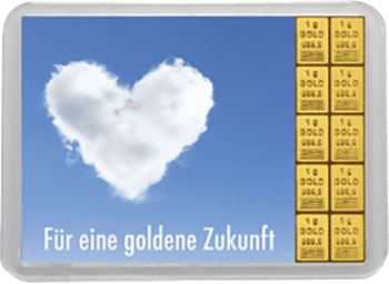 10 x 1g Goldbarren "Für eine goldene Zukunft" (Kippbild)