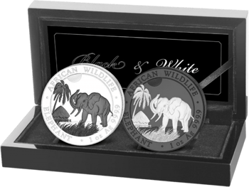Silber Somalia Elefant Black & White Set 2017 (Auflage: 500 Sets)