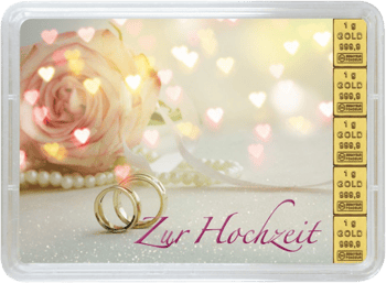 5 x 1g Goldbarren "Glückwunsch zur Hochzeit"