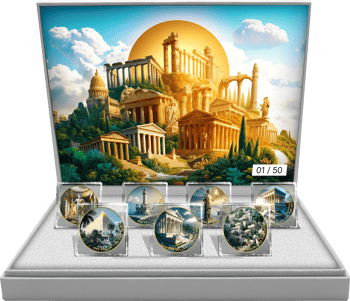 7 Weltwunder Silber Set 2024 (Auflage: 50 | teilvergoldet)