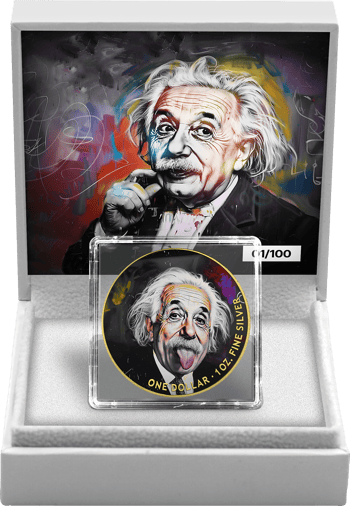 1 Unze Silber Albert Einstein 2024 (Auflage: 100 | teilvergoldet)