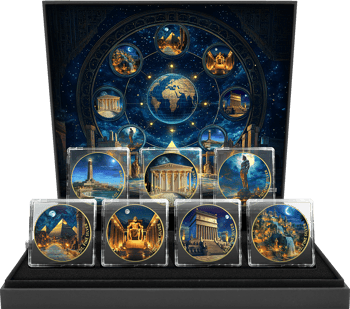 7 Wonders of the World Silver Set 2024 (Mintage: 50 | partially gold-plated)