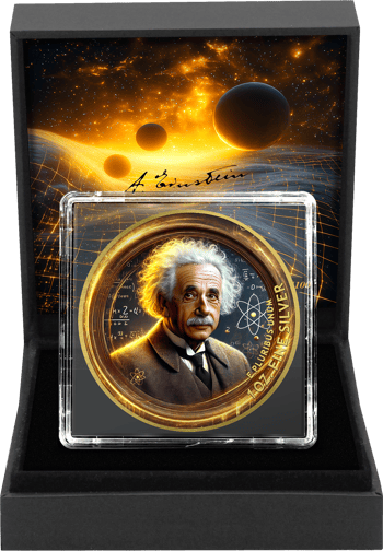 1 Unze Silber Albert Einstein (Auflage: 100 | teilvergoldet)