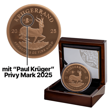 2 Unze Gold Krügerrand 200 Jahre Paul Kruger Privy Mark 2025 (Auflage: 100 | Polierte Platte)