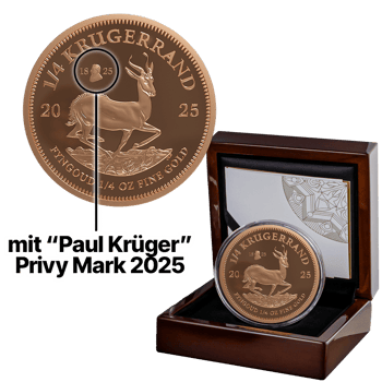 1/4 Unze Gold Krügerrand 200 Jahre Paul Kruger Privy Mark 2025 (Auflage: 250 |  Polierte Platte)