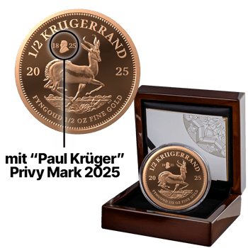 1/2 Unze Gold Krügerrand 200 Jahre Paul Kruger Privy Mark 2025 (Auflage: 200 | Polierte Platte)
