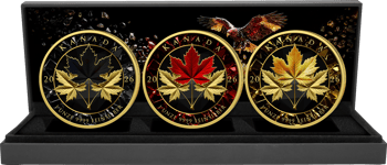 Silber Deutschland Triple Maple Leaves Kristall Set 2026 (Auflage: 50 | teilvergoldet)