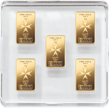 10 x 1g Gold Heimerle und Meule Malta Münzbarren UnityBar