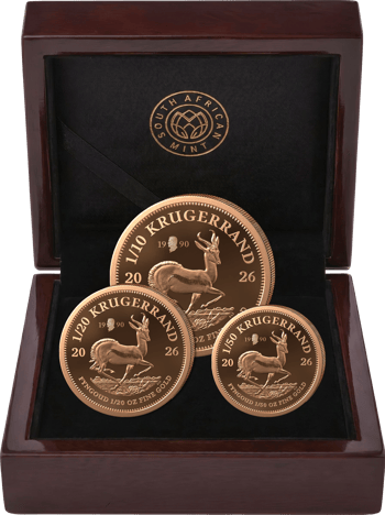Krügerrand 3 Goldmünzen Fractional Set Willy Brandt Privymark 2026 (Auflage: 250 | Polierte Platte)