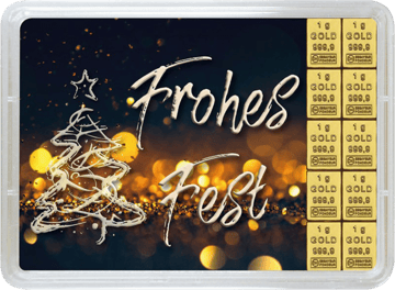 10 x lingote de oro 1g "Felices fiestas" (Valcambi)