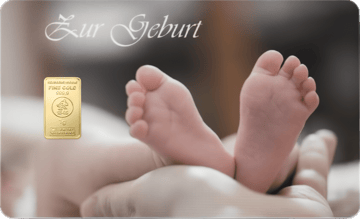 1g Goldbarren Heimerle und Meule Zur Geburt FineCard