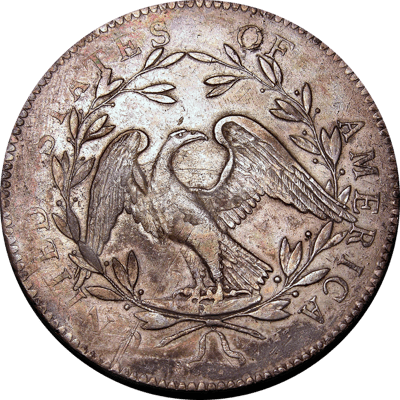 Rückseite: ein Adler in einem Kranz, ringsum UNITED STATES OF AMERICA