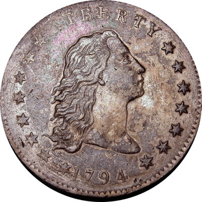 Vorderseite: Kopf der Freiheit mit offenem Haar, darüber LIBERTY, ringsum Sterne, unten 1794