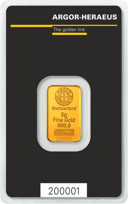Minted gold bar by Argor-Heraeus