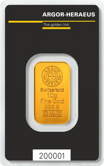 Minted gold bar by Argor-Heraeus
