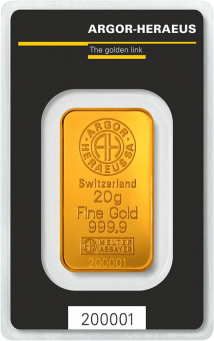Minted gold bar by Argor-Heraeus