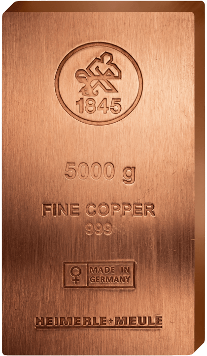 Kupferbarren 5 kg · Vorderseite mit Stempel