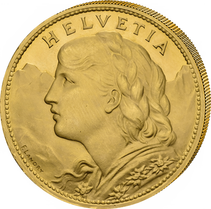 100 francs gold Vreneli of 1925