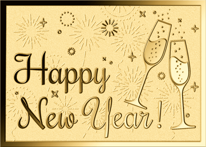 Goldmünze Happy New Year · Bildseite